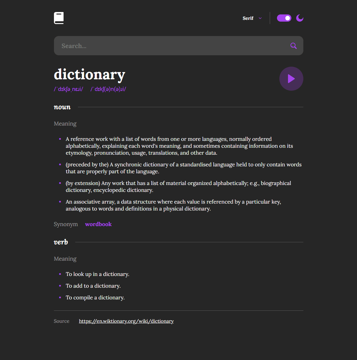 dictionary